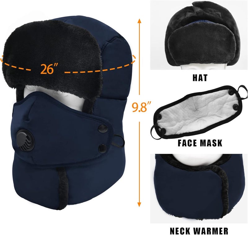 Outrip Winter Trapper Hat for Men & Women, Trooper Hunting Russian Fur Hat with Ear Flap & Mask Aviator Ushanka for Cold Weather - Image 3